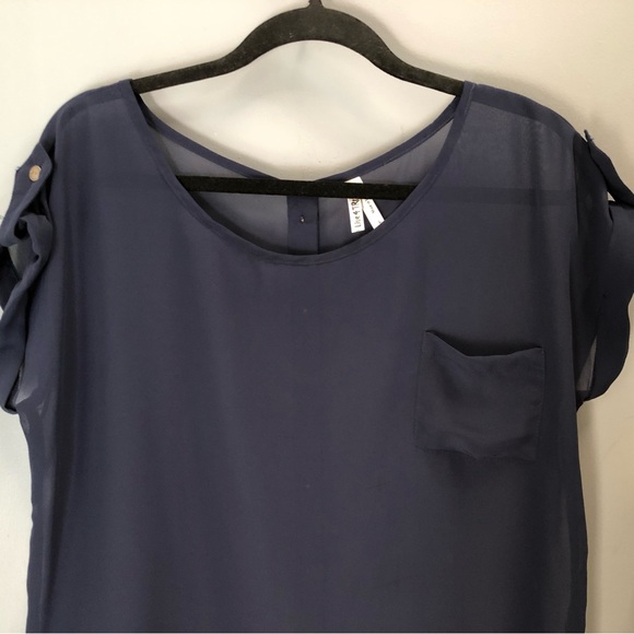 Live 4 Truth Sheer Navy Blouse/Top, Sz L - Picture 3 of 11